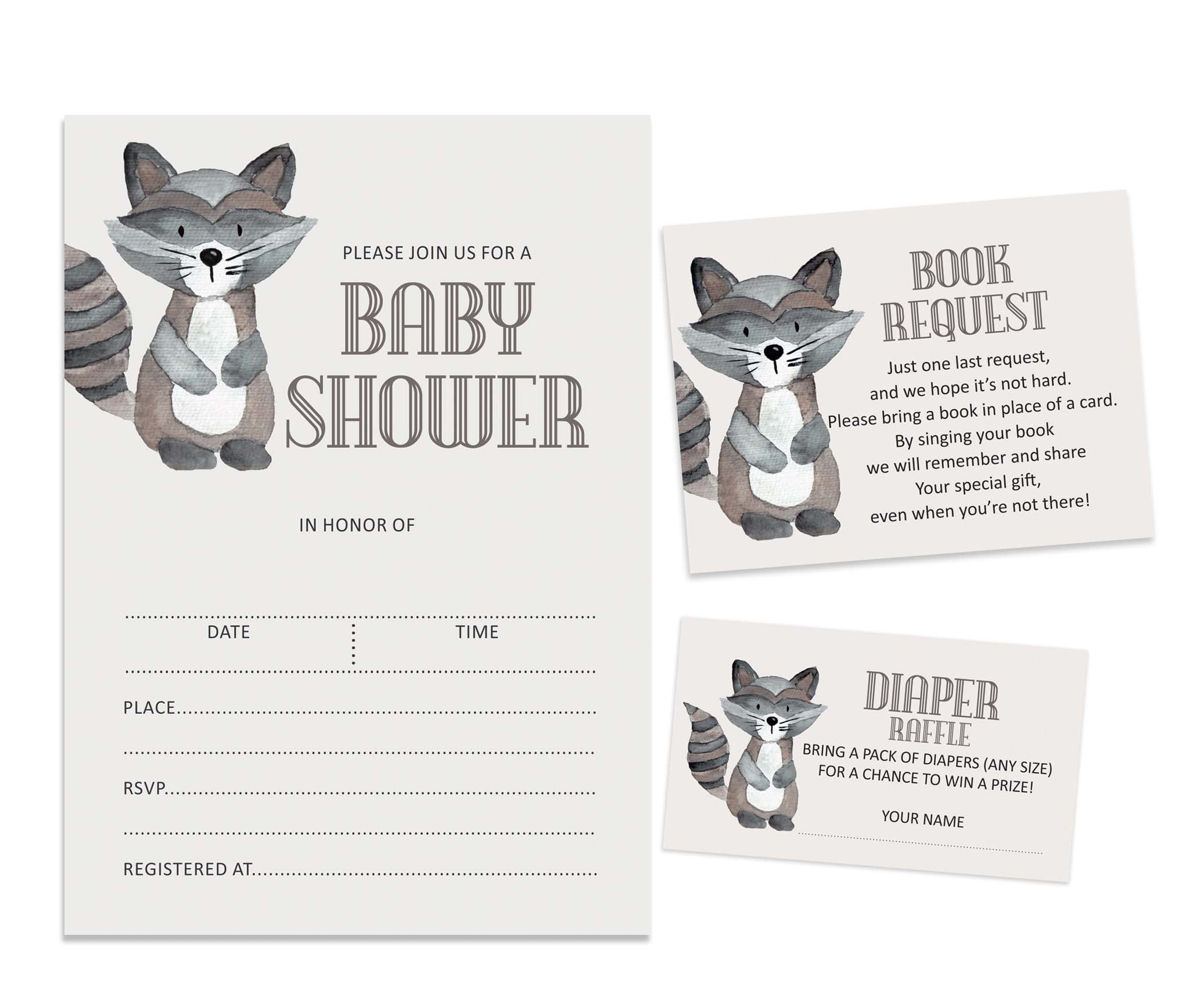 Inkdotpot Set Of 30Jungle Animals Baby Shower Invitations-Diaper Raffle Tickets And Baby Shower Book Request Cards Gender Neutral Invites Its A Boy Its A Girl