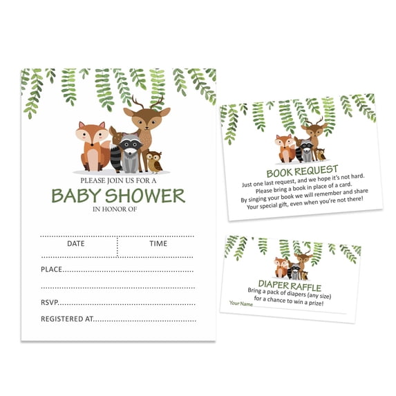 Inkdotpot Set Of 30Jungle Animals Baby Shower Invitations-Diaper Raffle Tickets And Baby Shower Book Request Cards Gender Neutral Invites Its A Boy Its A Girl