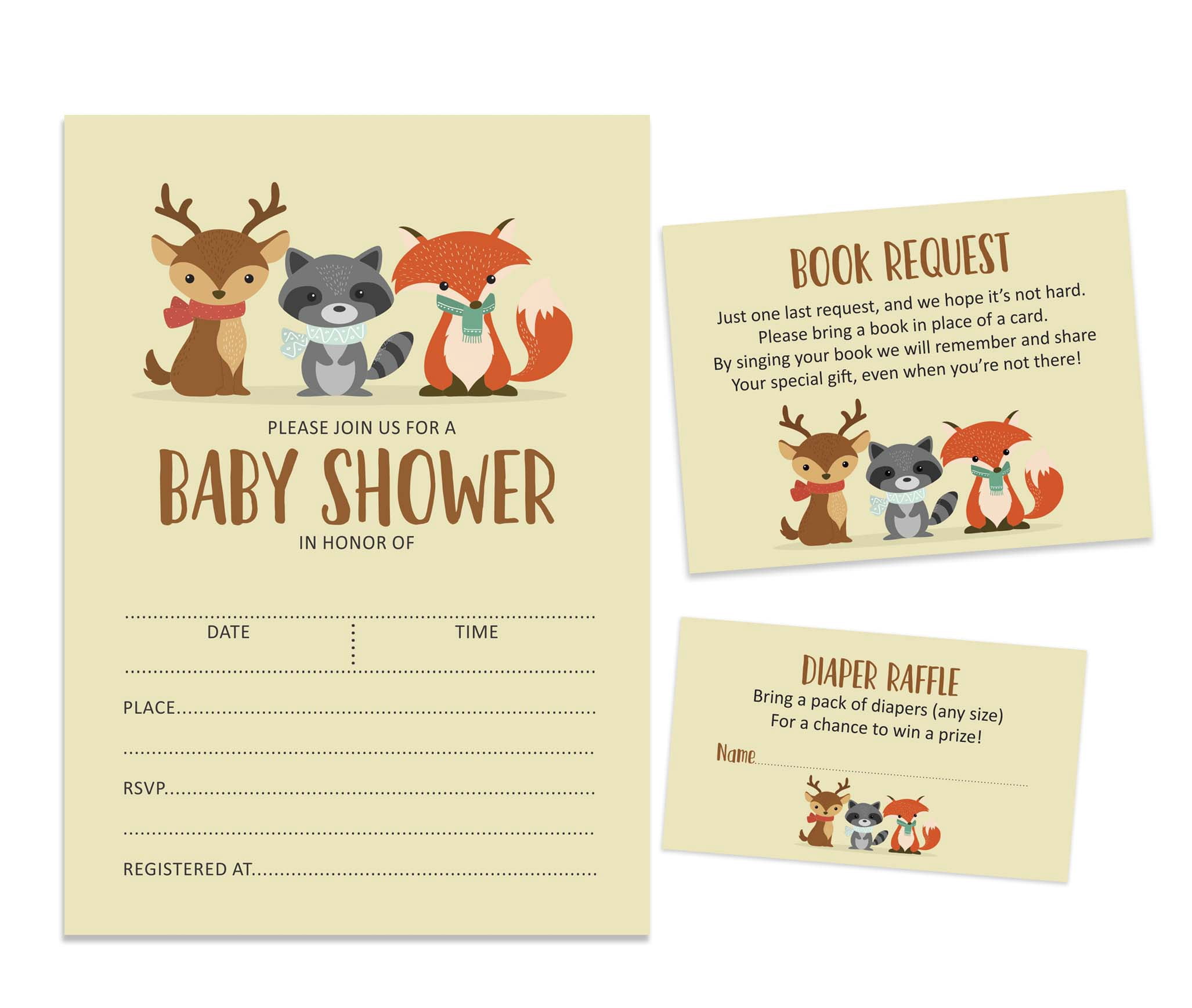 Inkdotpot Set Of 30Jungle Animals Baby Shower Invitations-Diaper Raffle Tickets And Baby Shower Book Request Cards Gender Neutral Invites Its A Boy Its A Girl