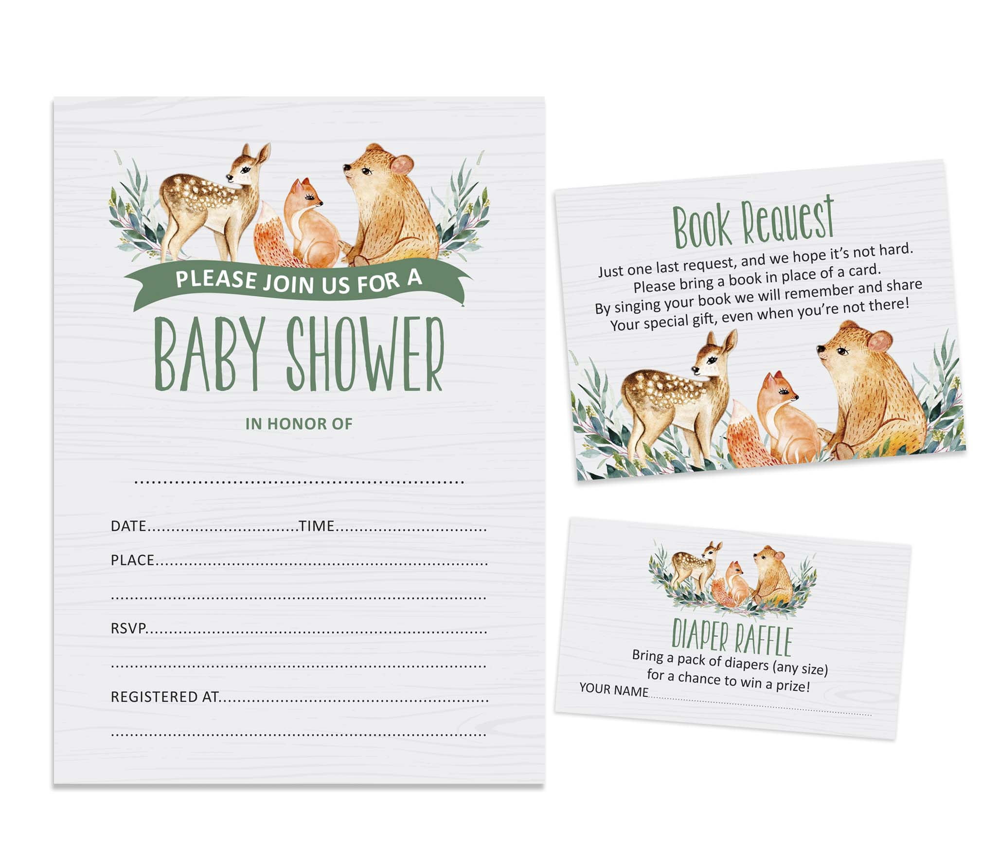 Inkdotpot Set Of 30Jungle Animals Baby Shower Invitations-Diaper Raffle Tickets And Baby Shower Book Request Cards Gender Neutral Invites Its A Boy Its A Girl
