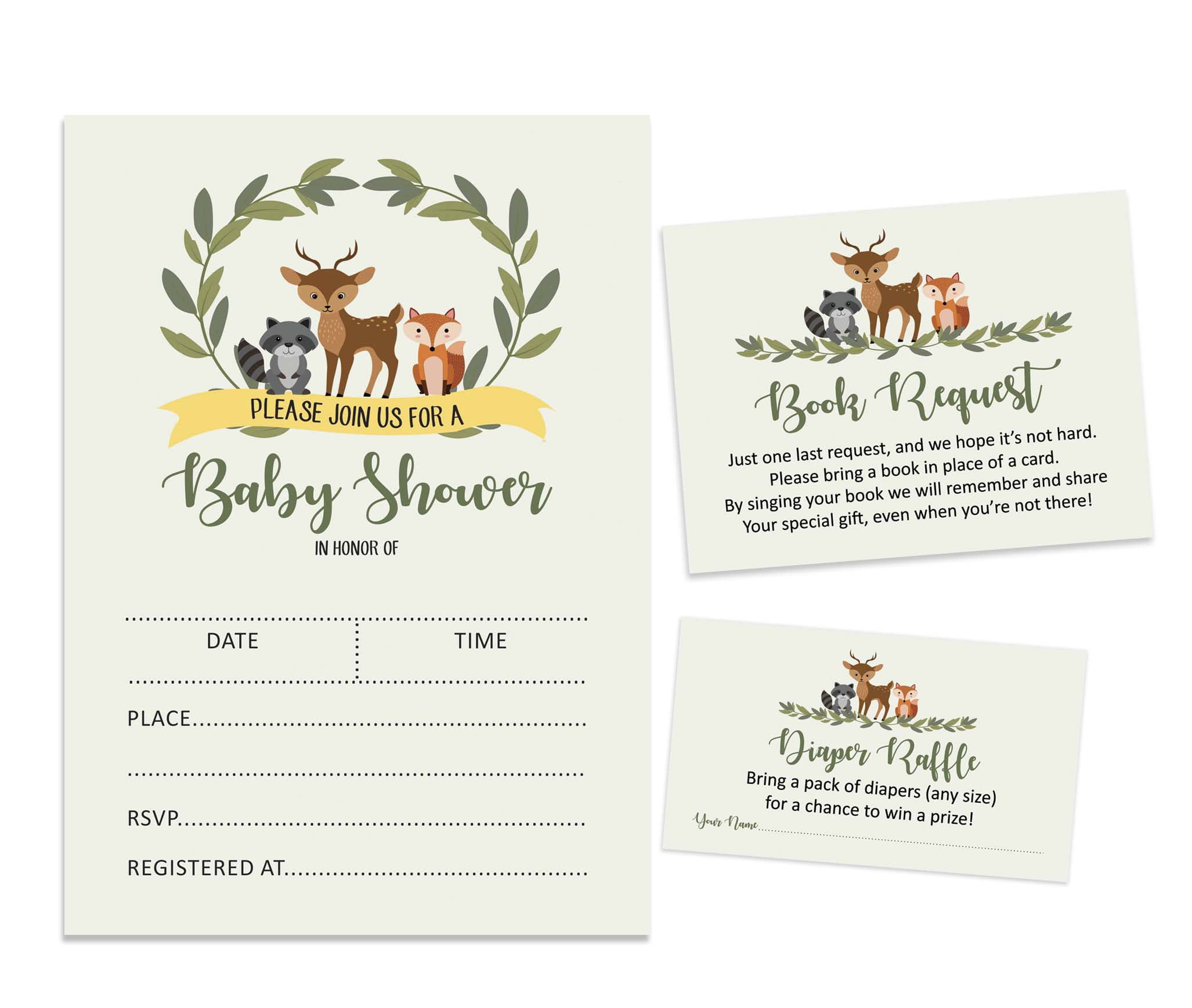 Inkdotpot Set Of 30Jungle Animals Baby Shower Invitations-Diaper Raffle Tickets And Baby Shower Book Request Cards Gender Neutral Invites Its A Boy Its A Girl