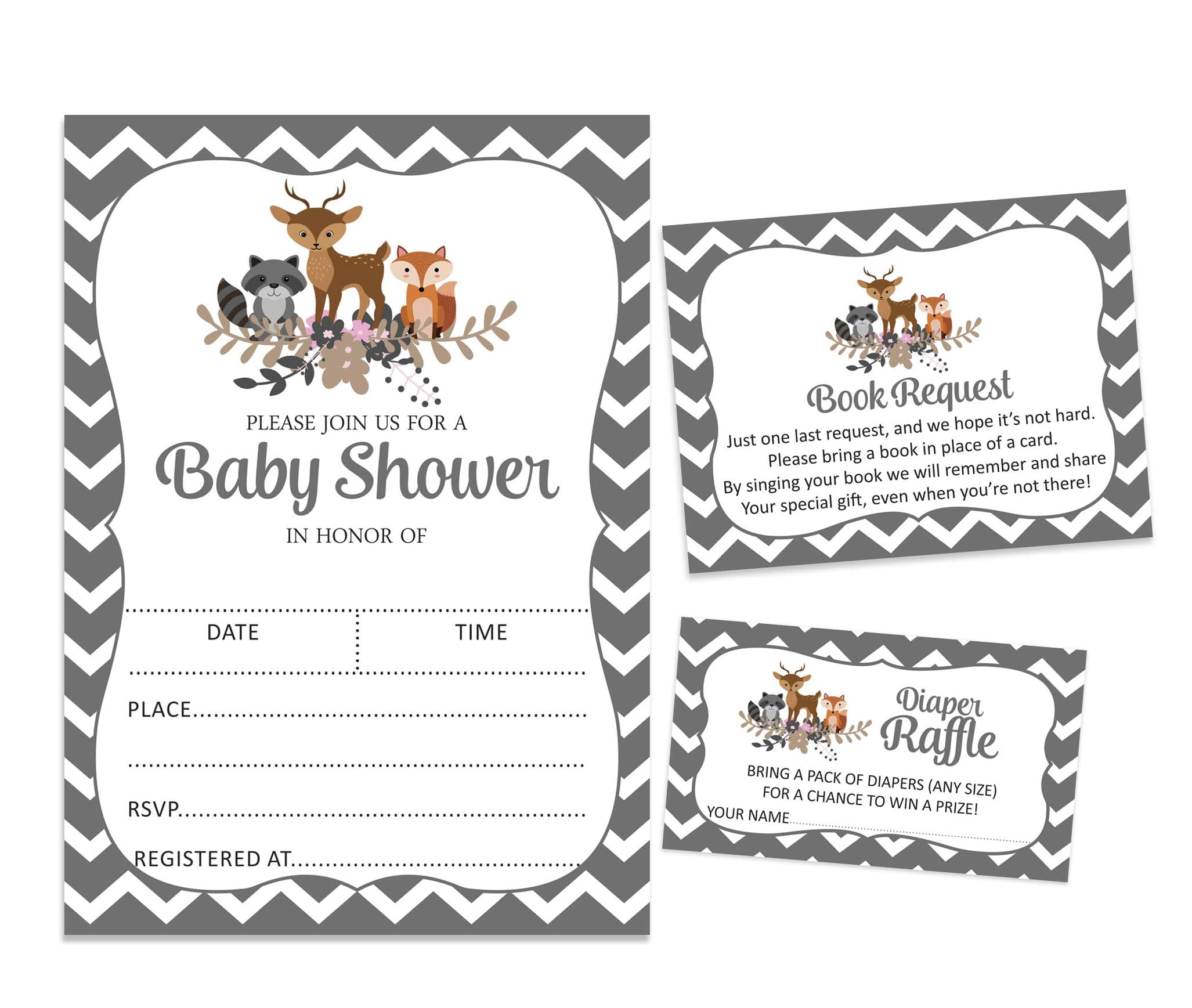 Inkdotpot Set Of 30Jungle Animals Baby Shower Invitations-Diaper Raffle Tickets And Baby Shower Book Request Cards Gender Neutral Invites Its A Boy Its A Girl