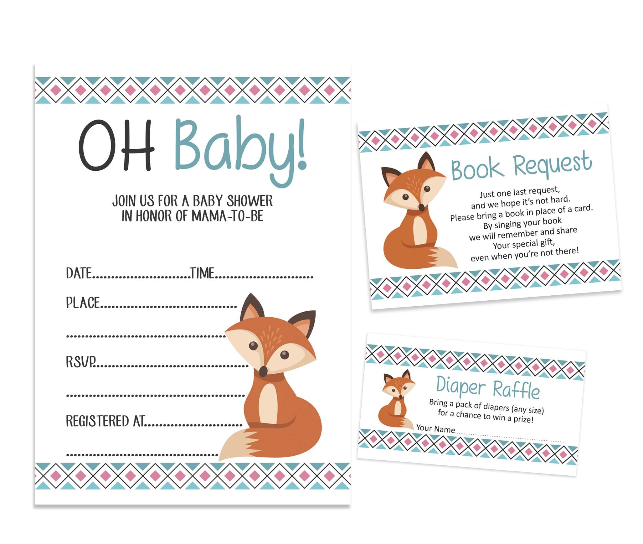 Inkdotpot Set Of 30 Jungle Animals Baby Shower Invitations-Diaper Raffle Tickets And Baby Shower Book Request Cards Invites Its A Boy Its A Girl