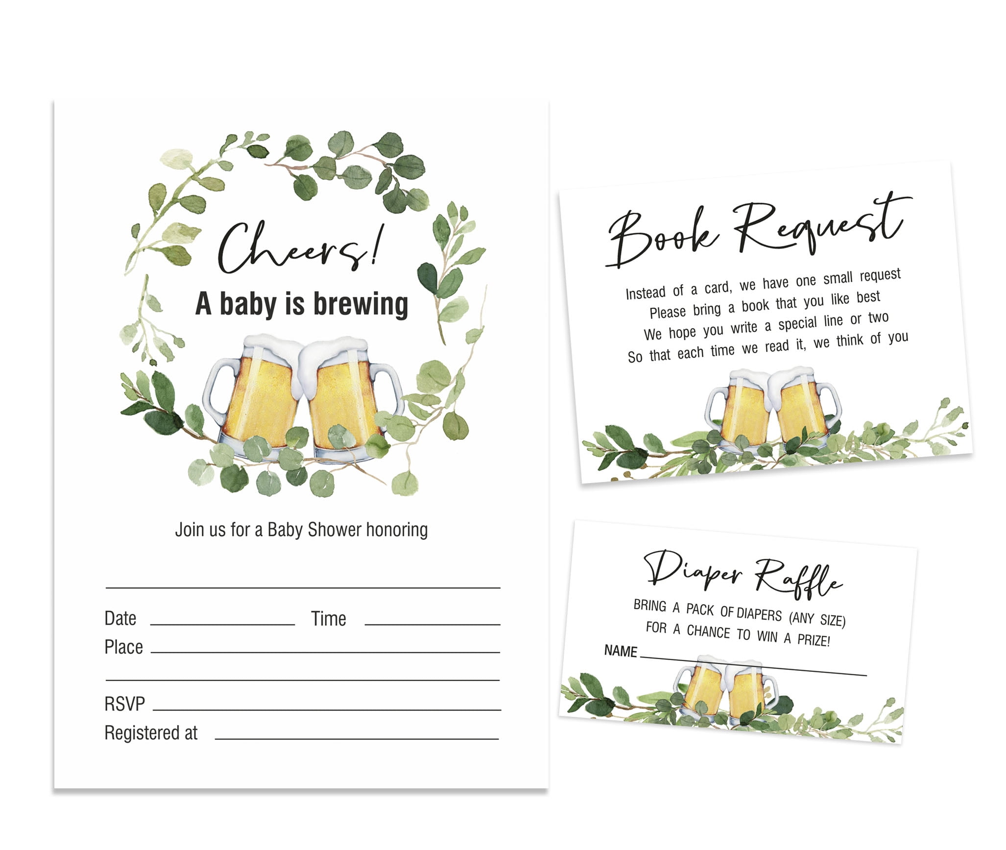 Inkdotpot Set Of 30A Baby is Brewing Gender Neutral Baby Shower Invitations-Diaper Raffle Tickets And Baby Shower Book Request Cards Cheers Invites Its A Boy Its A Girl