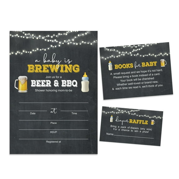 Inkdotpot Set Of 30A Baby is Brewing Gender Neutral Baby Shower Invitations-Diaper Raffle Tickets And Baby Shower Book Request Cards Invites Its A Boy Its A Girl