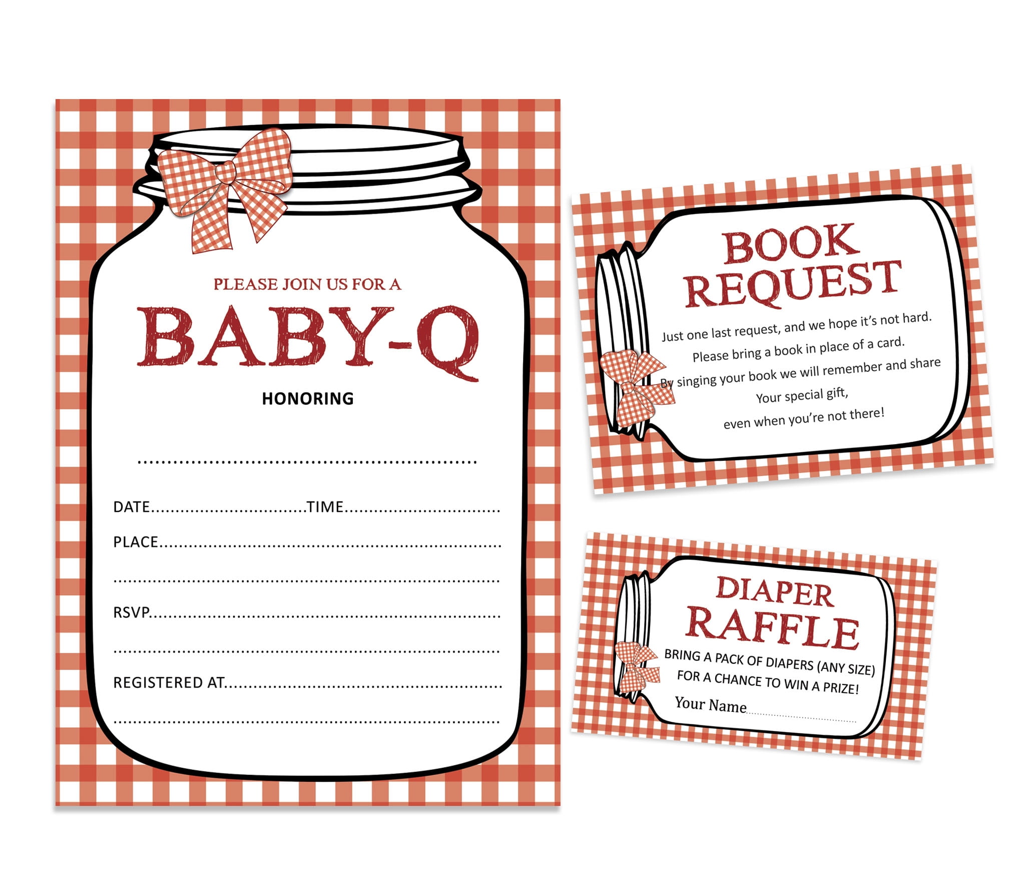 Inkdotpot Set Of 30BBQ Baby Shower Invitations-Diaper Raffle Tickets And Baby Shower Book Request Cards Gender Neutral Invites Its A Boy Its A Girl