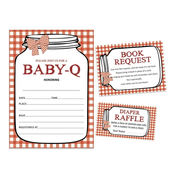 Inkdotpot Set Of 30BBQ Baby Shower Invitations-Diaper Raffle Tickets And Baby Shower Book Request Cards Gender Neutral Invites Its A Boy Its A Girl
