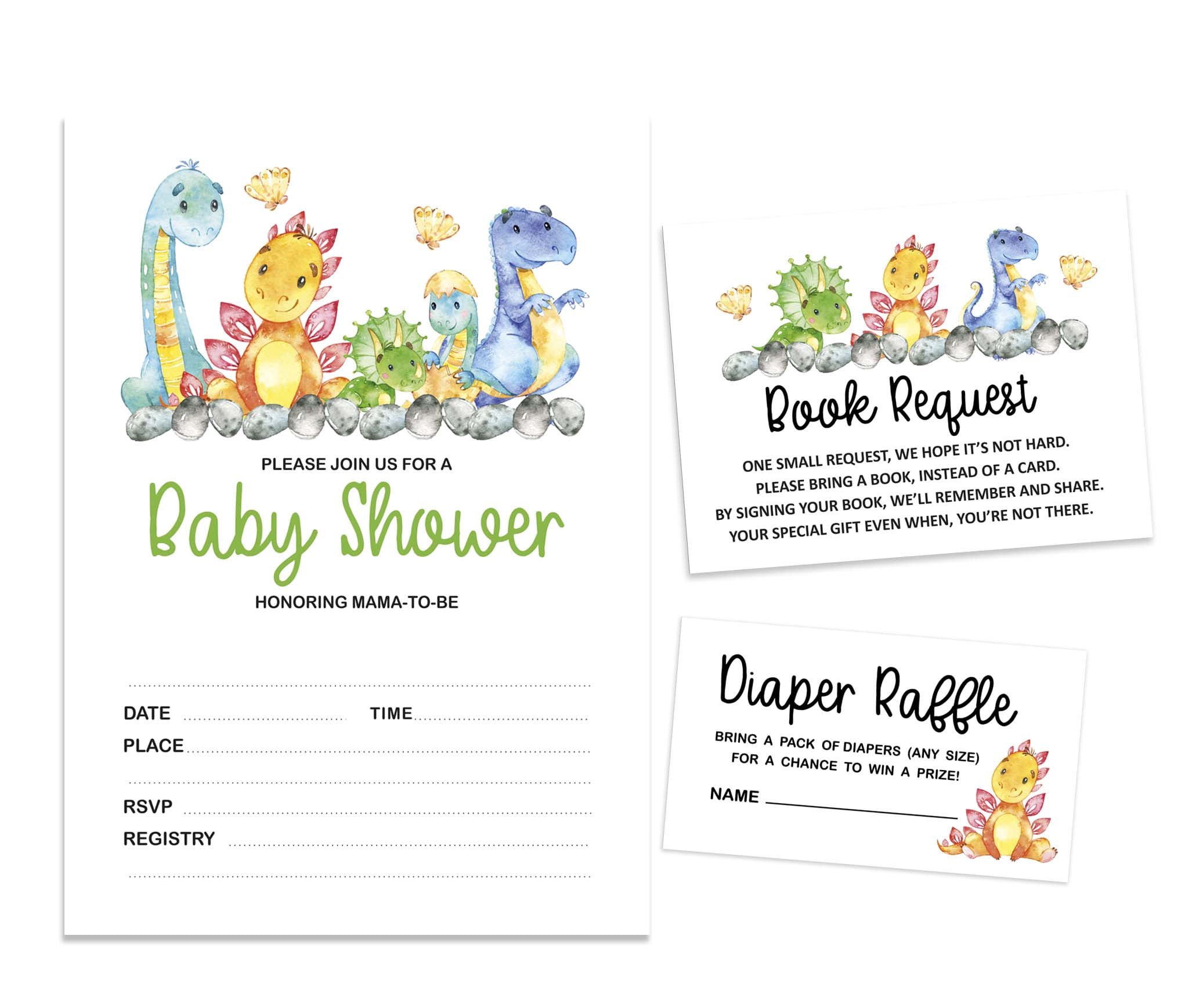 Inkdotpot Set Of 30Dinosaur Baby Shower Invitations-Diaper Raffle Tickets And Baby Shower Book Request Cards Jungle Animals Invites Its A Boy Its A Girl