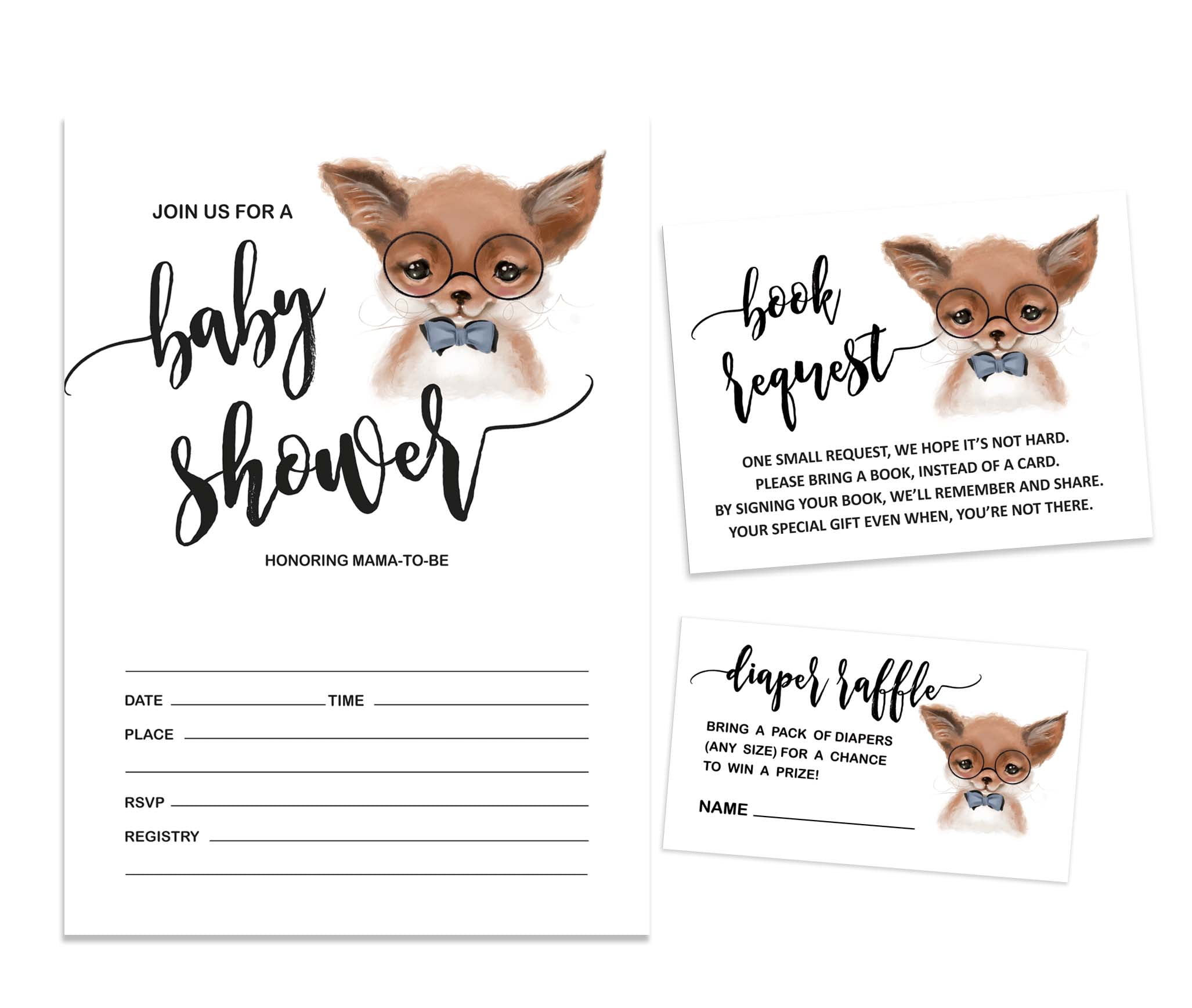 Inkdotpot Set Of 30Fox Baby Shower Invitations-Diaper Raffle Tickets And Baby Shower Book Request Cards Jungle Animals Invites Its A Boy Its A Girl
