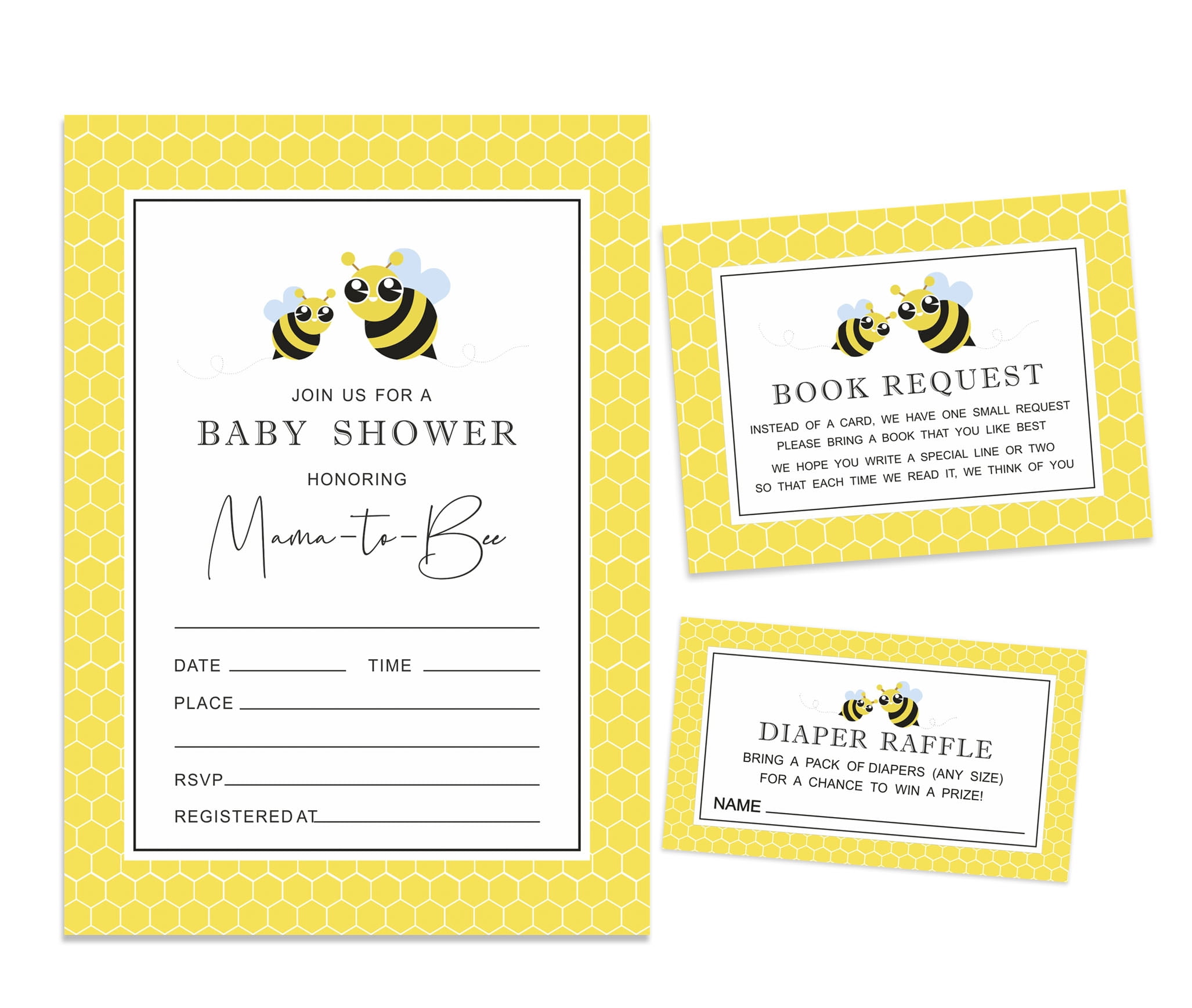 Inkdotpot Set Of 30Gender Neutral Baby Shower Invitations-Diaper Raffle Tickets And Baby Shower Book Request Cards Mommy Bee Invites Its A Boy Its A Girl