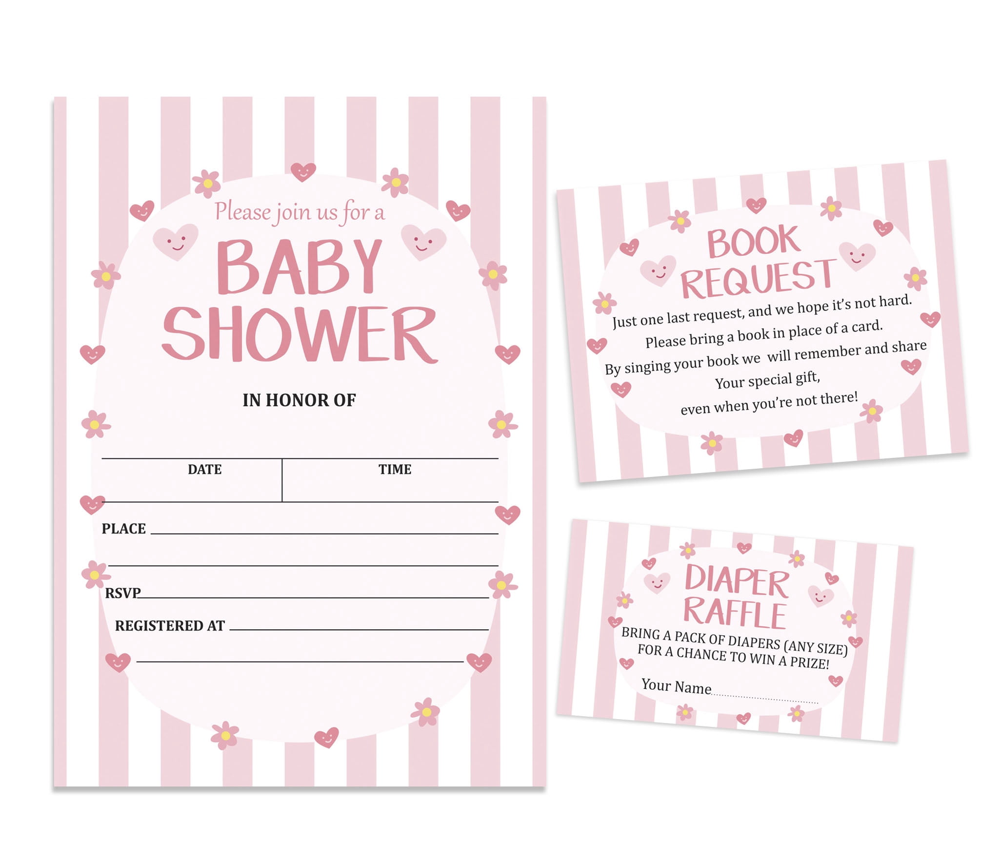 Inkdotpot Set Of 30Gender Neutral Baby Shower Invitations-Diaper Raffle Tickets And Baby Shower Book Request Cards Stripe Invites Its A Boy Its A Girl