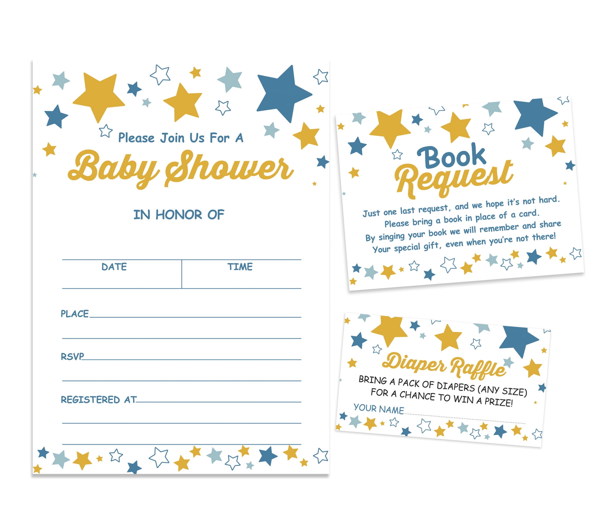 Inkdotpot Set Of 30Gender Neutral Baby Shower Invitations-Diaper Raffle Tickets And Baby Shower Book Request Cards Twinkle Twinkle Little Star Invites Its A Boy Its A Girl