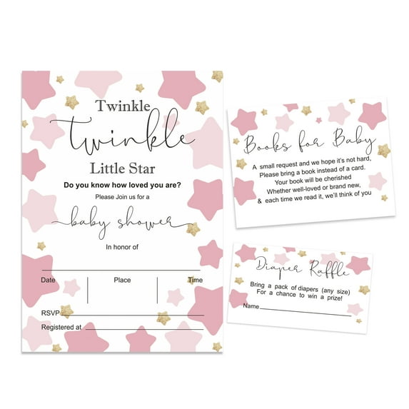 Inkdotpot Set Of 30Gender Reveal Baby Shower Invitations-Diaper Raffle Tickets And Baby Shower Book Request Cards Twinkle Twinkle Little Star Invites Its A Boy Its A Girl
