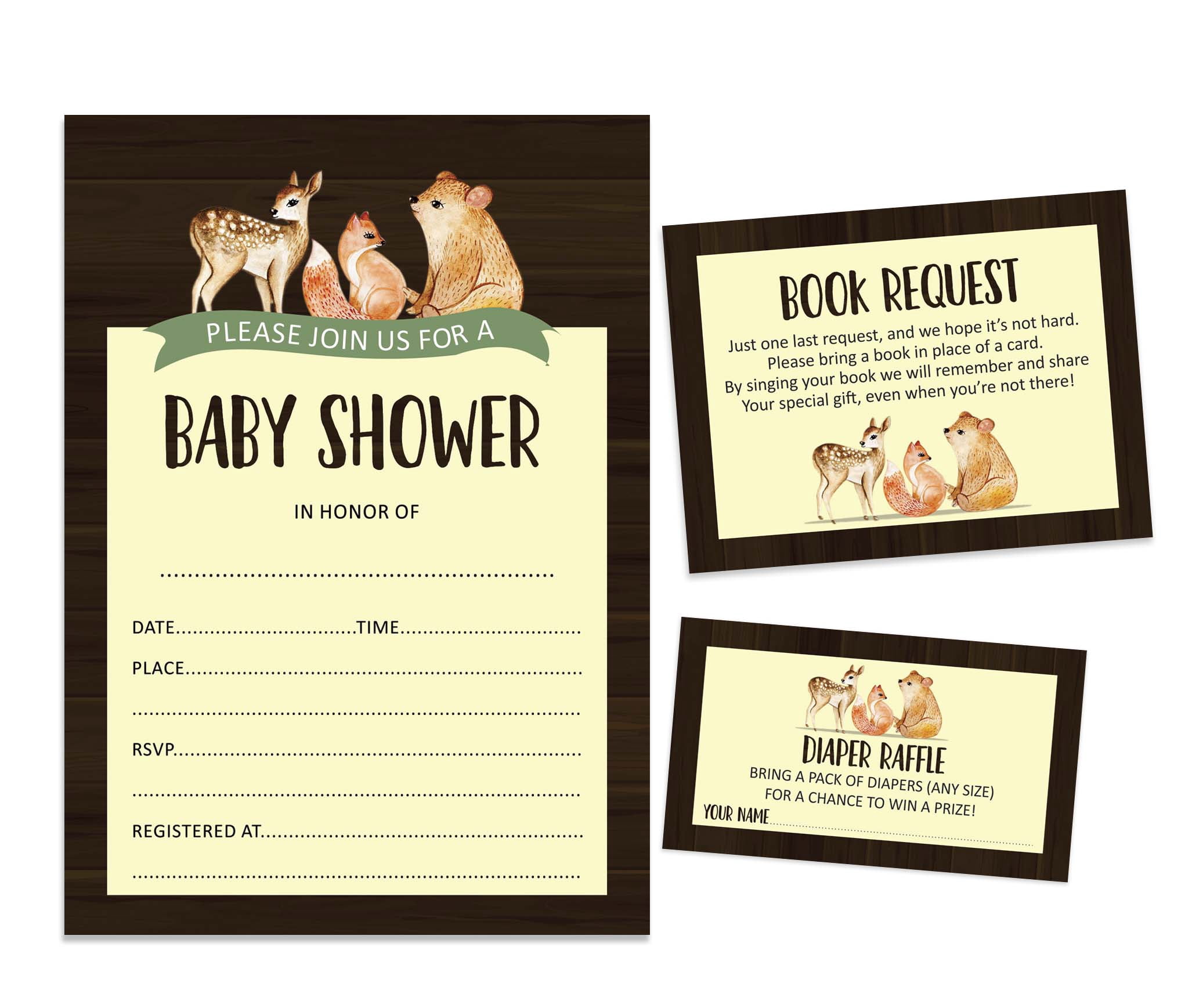 Inkdotpot Set Of 30Jungle Animals Baby Shower Invitations-Diaper Raffle Tickets And Baby Shower Book Request Cards Its a Boy Its a girl Invites