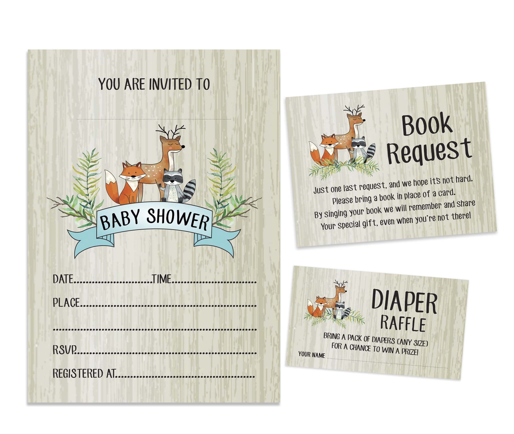 Inkdotpot Set Of 30Jungle Animals Baby Shower Invitations-Diaper Raffle Tickets And Baby Shower Book Request Cards Its a Boy Its a girl Invites
