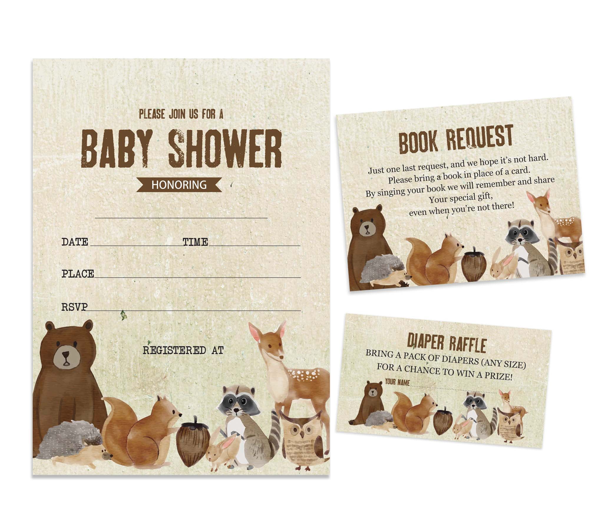 Inkdotpot Set Of 30Jungle Animals Baby Shower Invitations-Diaper Raffle Tickets And Baby Shower Book Request Cards Gender Neutral Invites Its A Boy Its A Girl