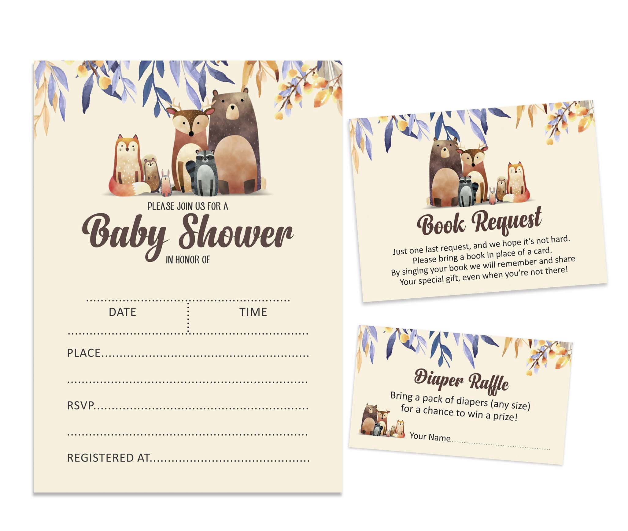Inkdotpot Set Of 30Jungle Animals Baby Shower Invitations-Diaper Raffle Tickets And Baby Shower Book Request Cards Gender Neutral Invites Its A Boy Its A Girl