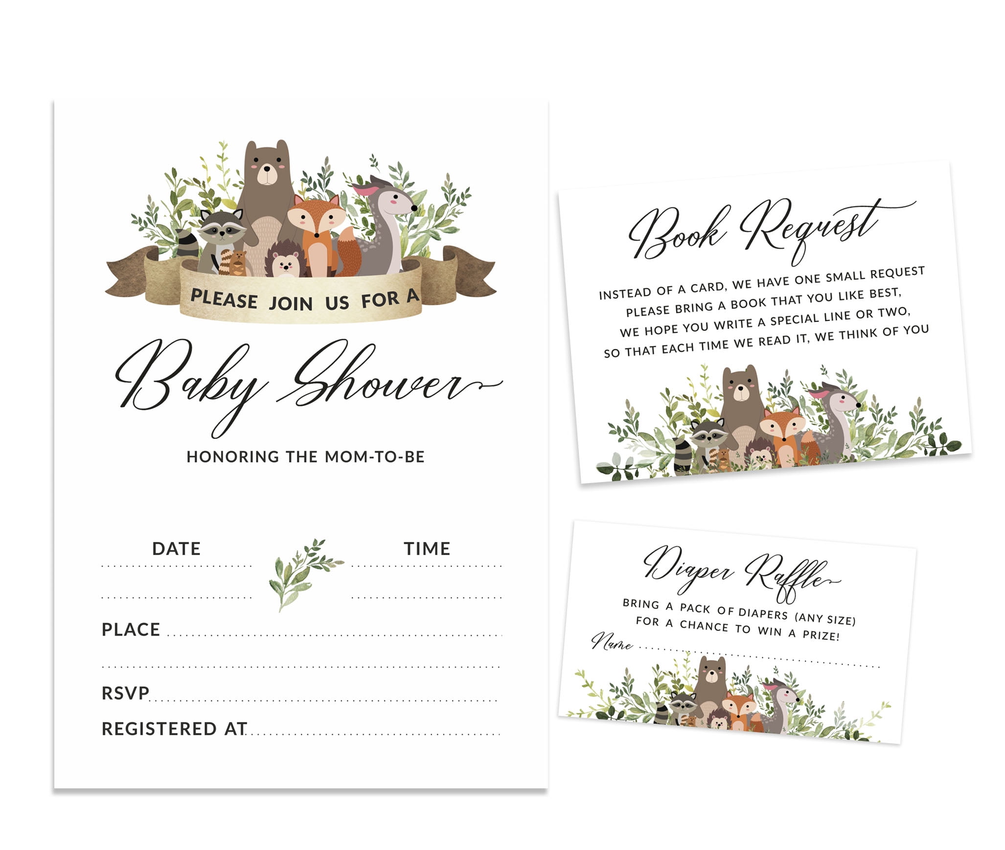 Inkdotpot Set Of 30Jungle Animals Baby Shower Invitations-Diaper Raffle Tickets And Baby Shower Book Request Cards Gender Neutral Invites Its A Boy Its A Girl