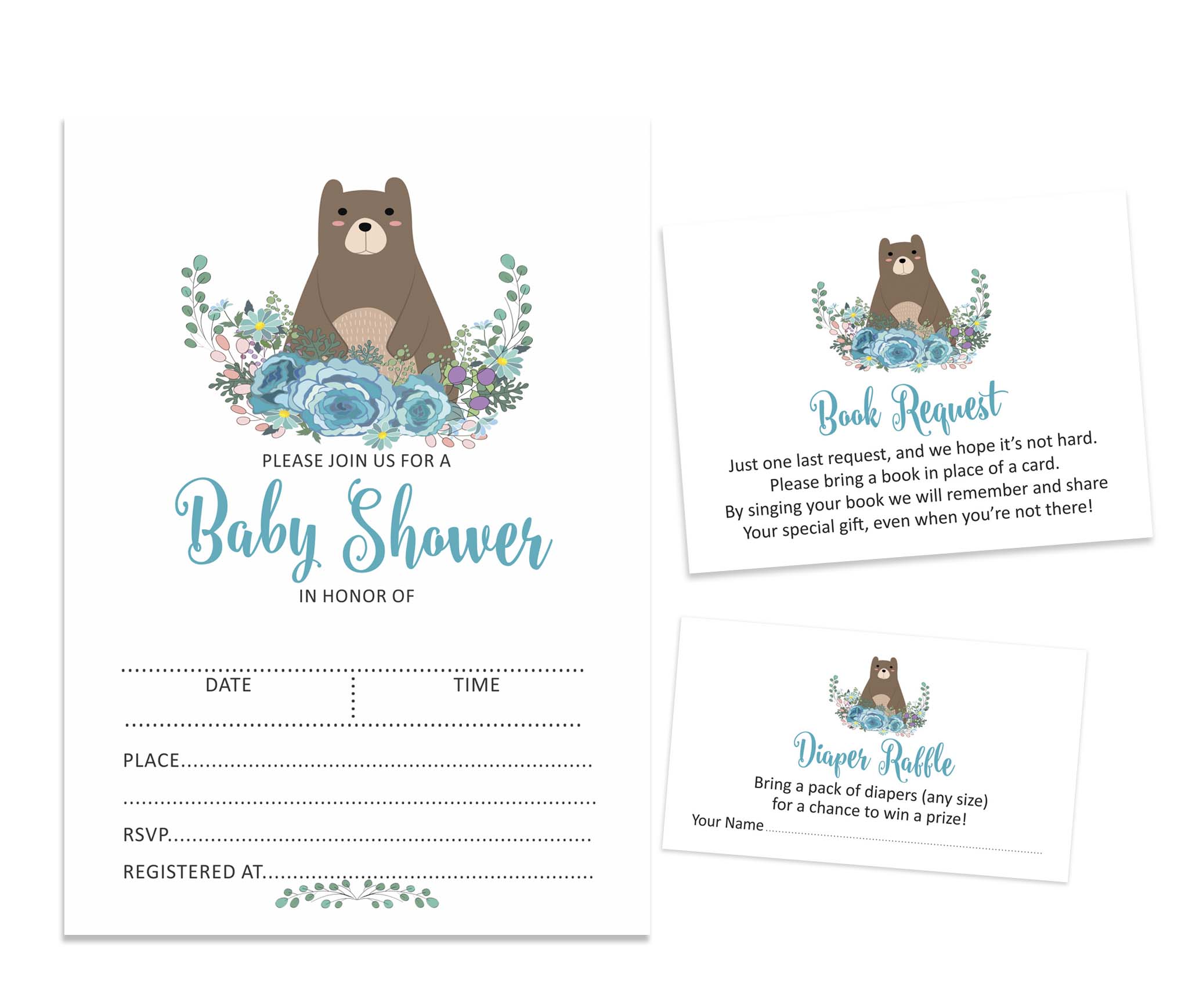 Inkdotpot Set Of 30Jungle Animals Baby Shower Invitations-Diaper Raffle Tickets And Baby Shower Book Request Cards Gender Neutral Invites Its A Boy Its A Girl