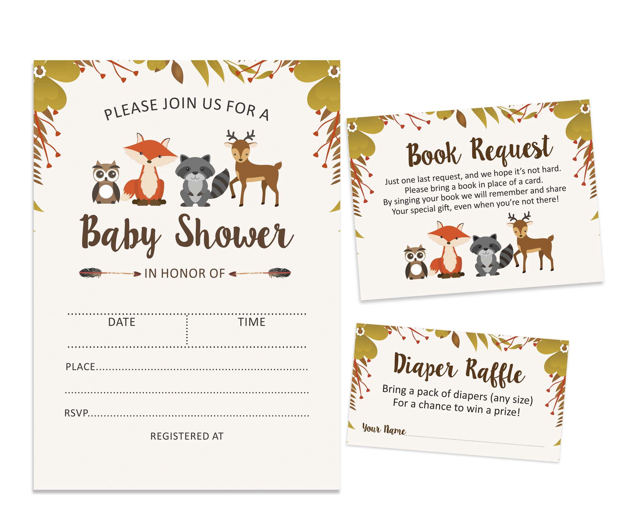 Inkdotpot Set Of 30Jungle Animals Baby Shower Invitations-Diaper Raffle Tickets And Baby Shower Book Request Cards Gender Neutral Invites Its A Boy Its A Girl