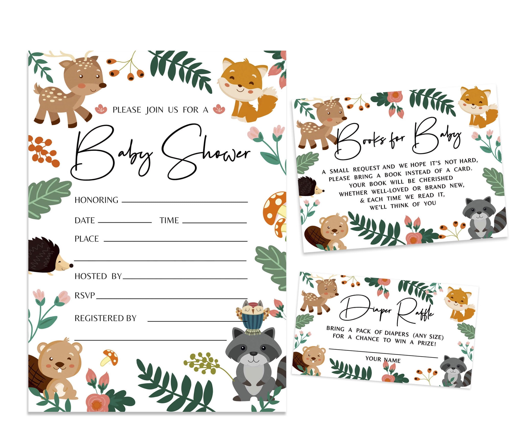 Inkdotpot Set Of 30Jungle Animals Baby Shower Invitations-Diaper Raffle Tickets And Baby Shower Book Request Cards Gender Neutral Invites Its A Boy Its A Girl
