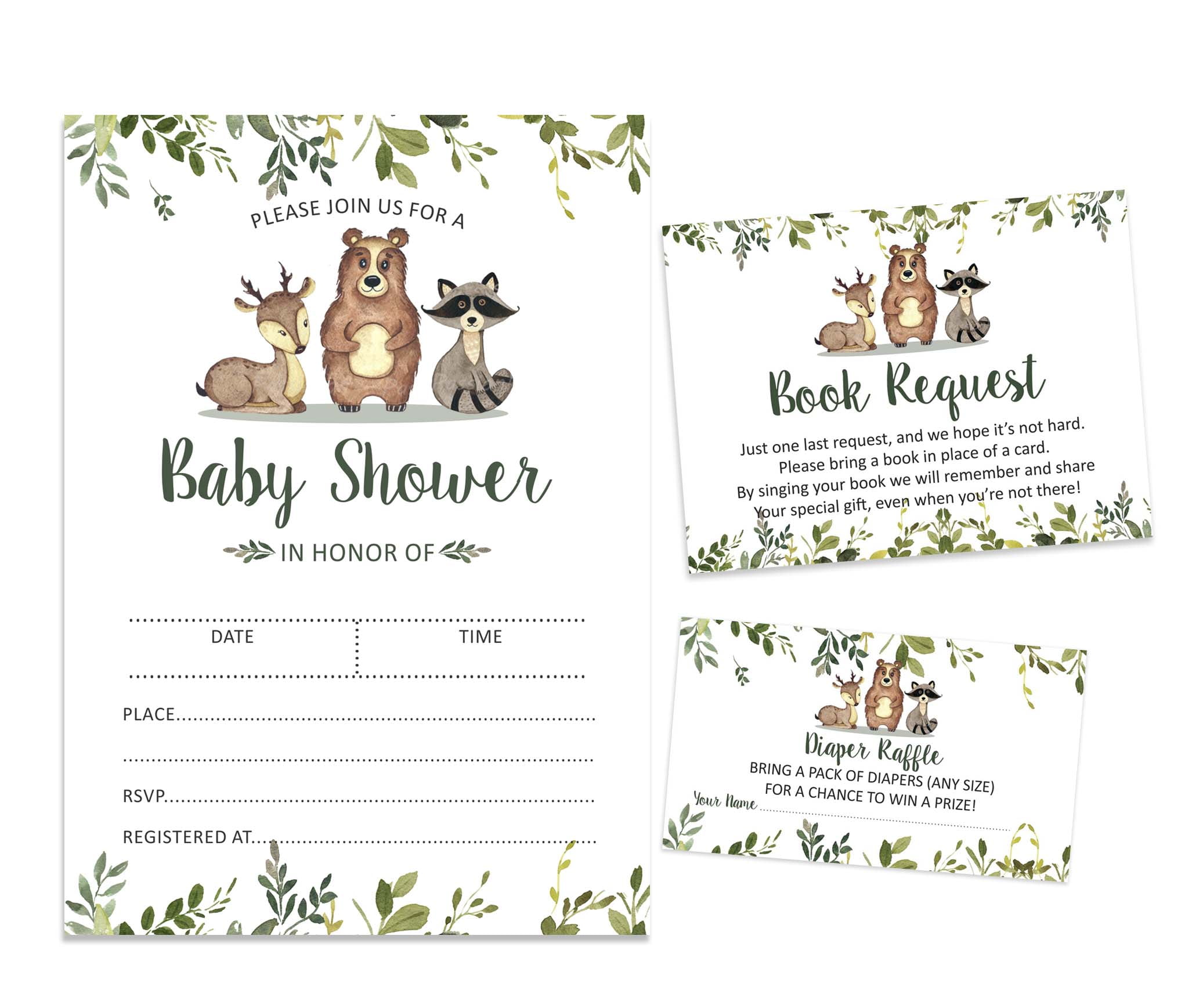 Inkdotpot Set Of 30Jungle Animals Baby Shower Invitations-Diaper Raffle Tickets And Baby Shower Book Request Cards Gender Neutral Invites Its A Boy Its A Girl