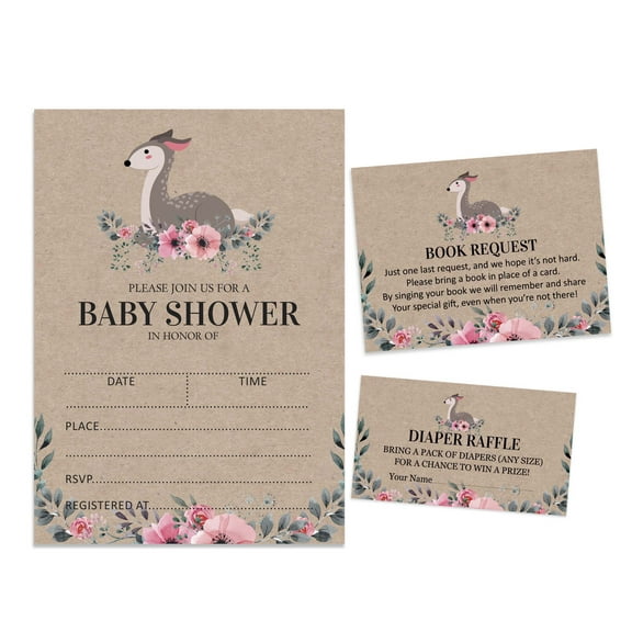 Inkdotpot Set Of 30Jungle Animals Rustic Baby Shower Invitations-Diaper Raffle Tickets And Baby Shower Book Request Cards Its a Boy Its a girl Invites