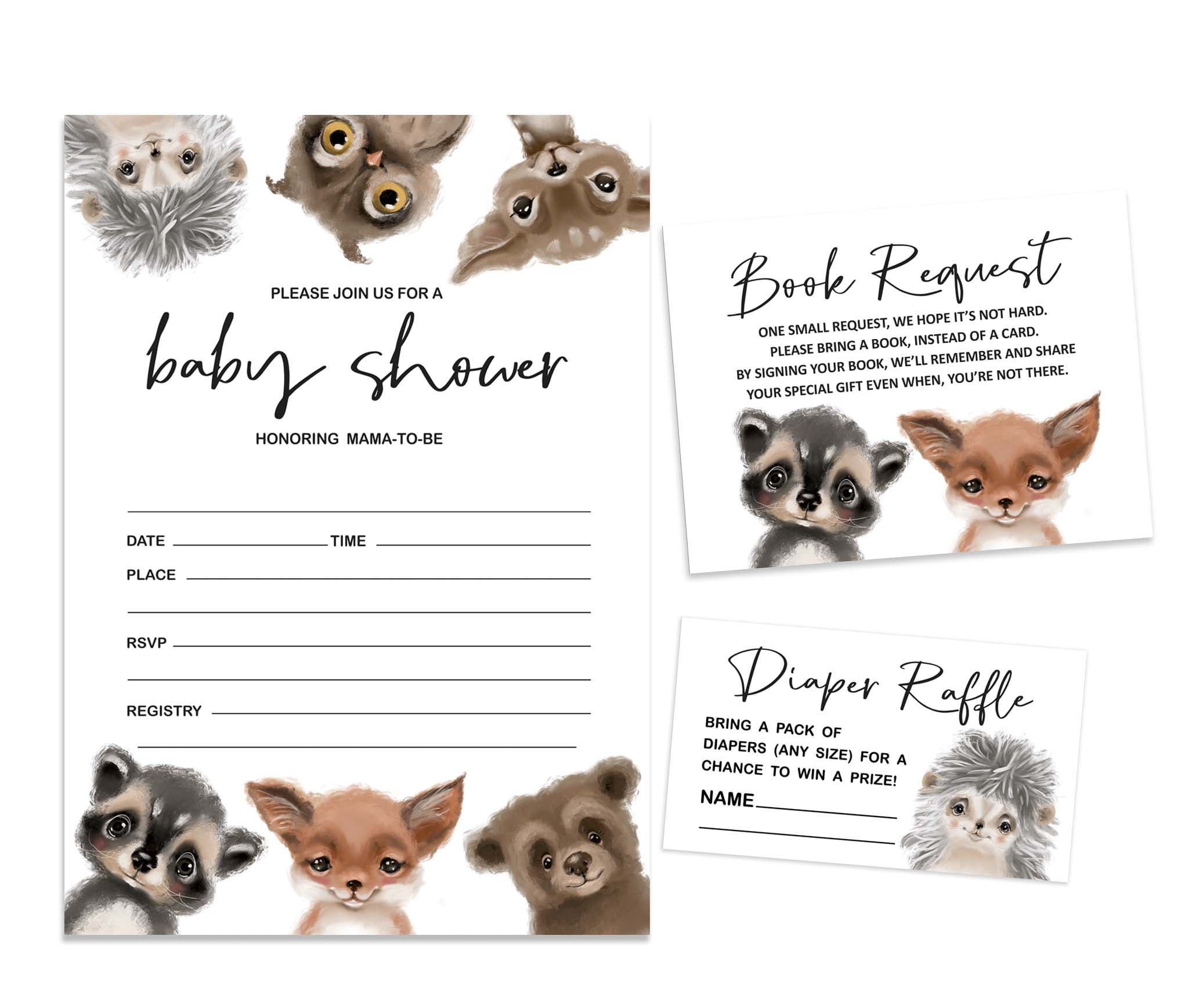 Inkdotpot Set Of 30Safari Baby Shower Invitations-Diaper Raffle Tickets And Baby Shower Book Request Cards Jungle Animals Invites Its A Boy Its A Girl