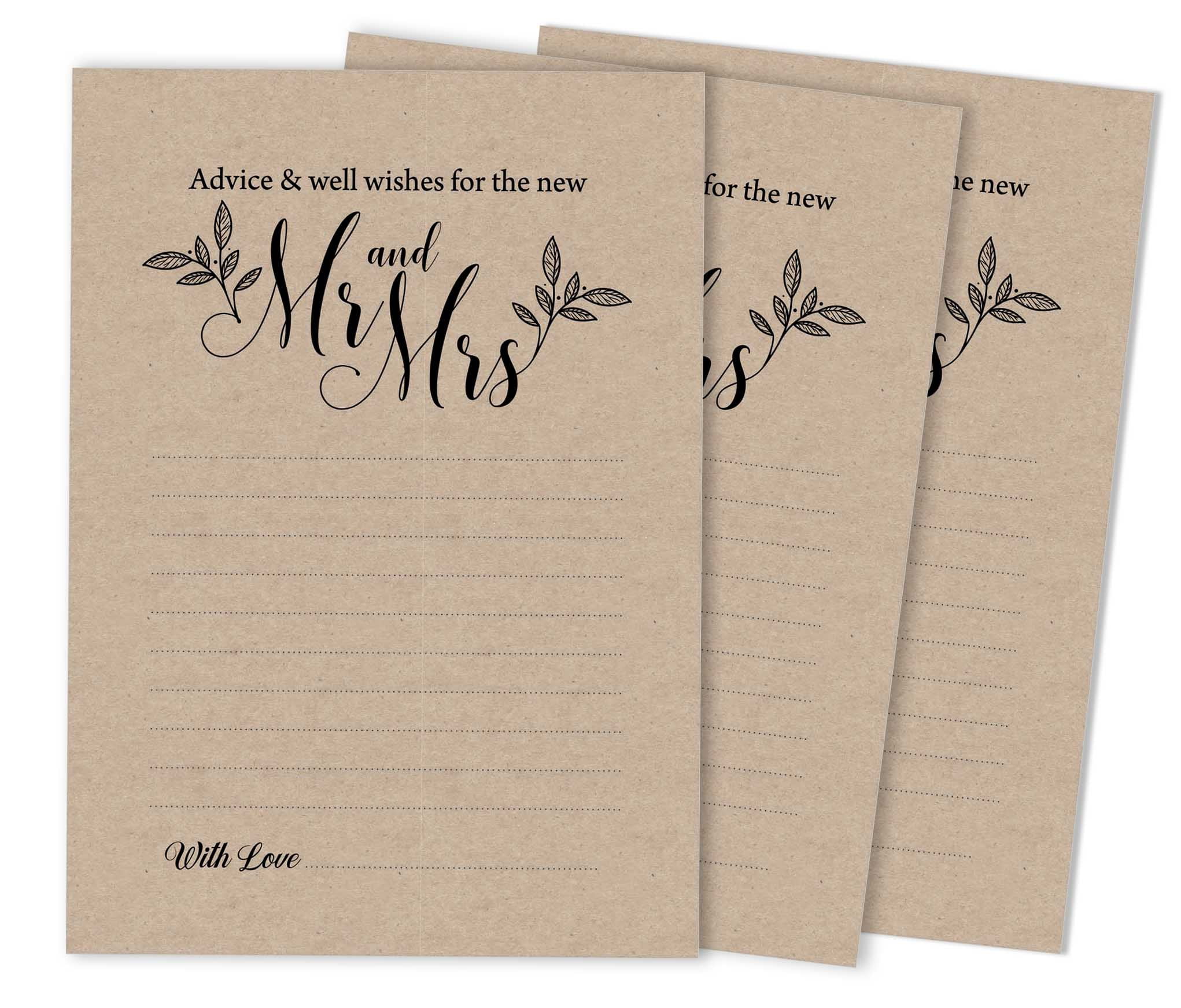 Inkdotpot Set Of 50 Advice \u0026 Well Wished for The Newlyweds, Bride And Groom  Advice Cards Rustic Wedding Dcor, Guestbook Alternative, 5x7 inches -  Walmart.com, image size:2042x1742