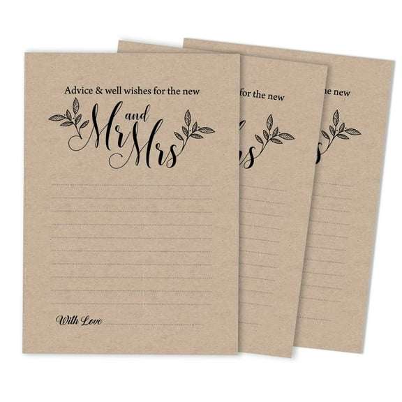 Inkdotpot Set Of 50 Advice & Well Wished for The Newlyweds, Bride And Groom Advice Cards Rustic Wedding Dcor, Guestbook Alternative, 5x7 inches
