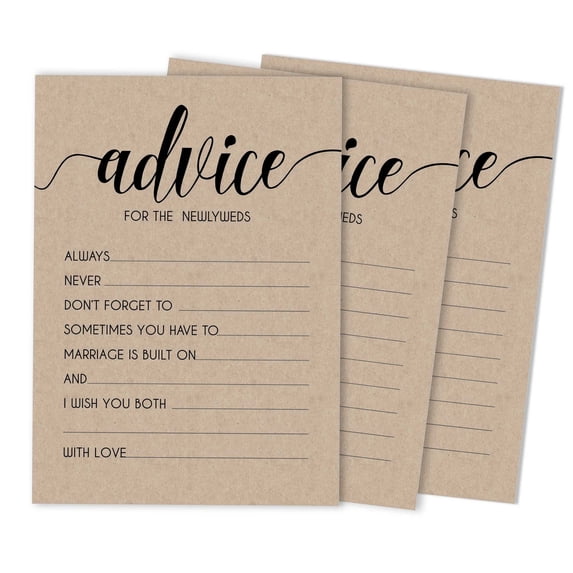 Inkdotpot Set Of 50 Advice for The Newlyweds, Bride And Groom Rustic Wedding Dcor, Guestbook Alternative, Kraft Advice Cards 5x7 inches