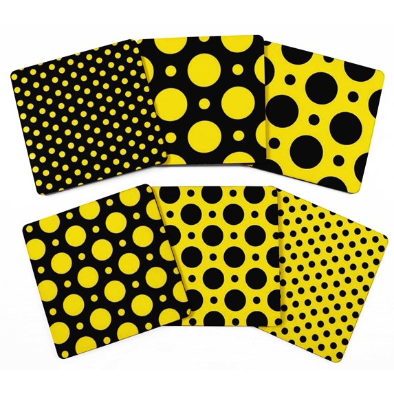 Inkdotpot Set of 6 Drink Coasters Easy Clean 4-Zoll SquareCoastersCork Base-Reusable- Polka Dot