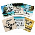 thumbnail image 1 of Inkdotpot Set of 6 Drink Coasters Easy Clean 4-inch SquareCoastersCork Base-Reusable- Beach Quotes, 1 of 8