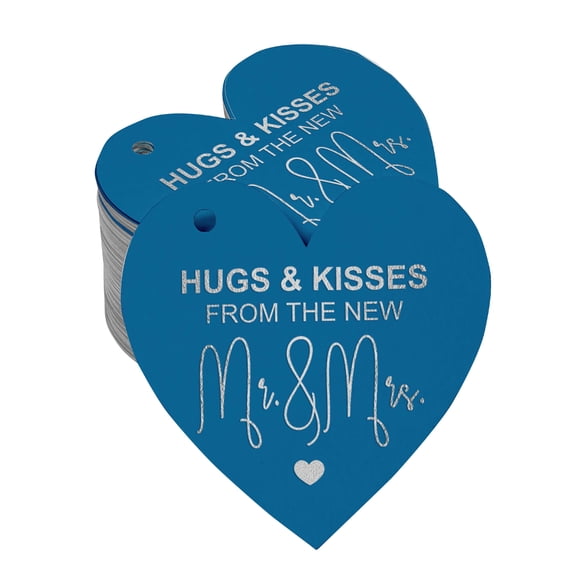Inkdotpot Silver Foil Paper Hang Tag Hugs & Kisses From The Wedding Favor Tag 100 Pieces