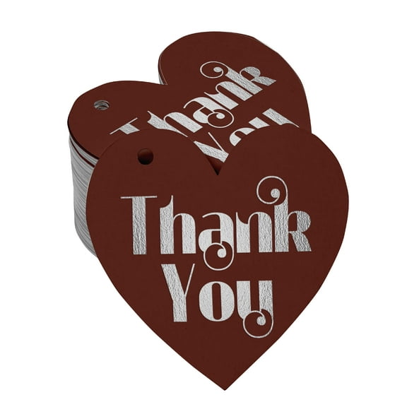 Inkdotpot Silver Foil Paper Hang Tag Thank You Bridal Shower-Baby Shower-Retirement-Wedding-Birthday Favor Tag 50 Pieces