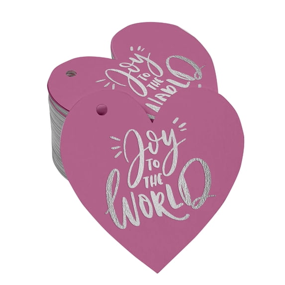 Inkdotpot Silver Foil Paper Hang Tags Joy To The World Baby Shower Favor Tags 100 Pieces