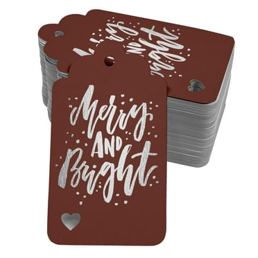 Inkdotpot Silver Foil Paper Hang Tags Merry And Bright Christmas Favor Tags 100 Pieces