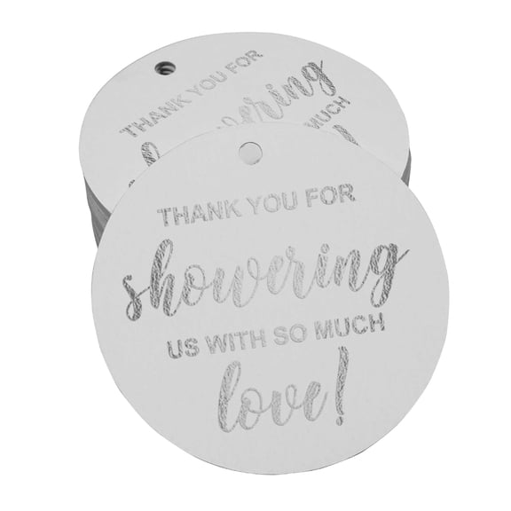 Inkdotpot Silver Foil Paper Hang Tags Thank You Baby/ Bridal Shower Favor Tags 100 Pieces