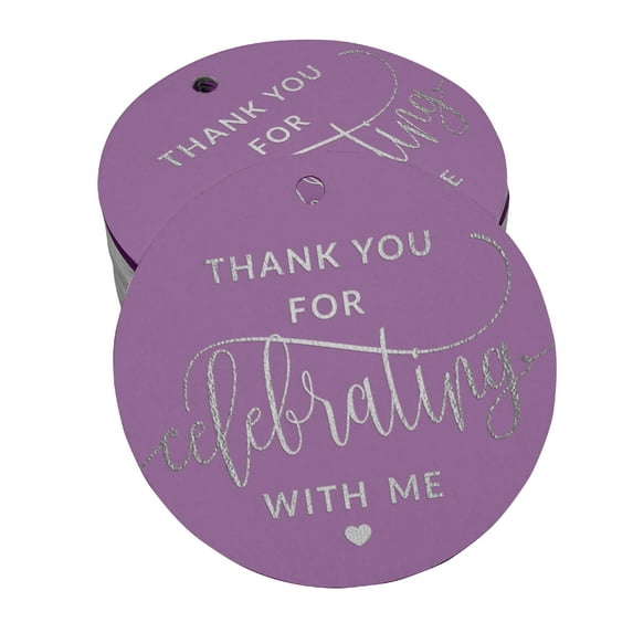 Inkdotpot Silver Foil Paper Hang Tags Thank You For Celebrating With Me Birthday Favor Tags 50 Pieces