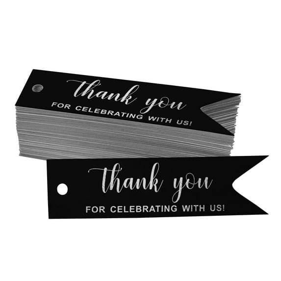 Inkdotpot Silver Foil Paper Hang Tags Thank You For Celebrating With Us Bridal Shower Favor Tags 50 Pieces