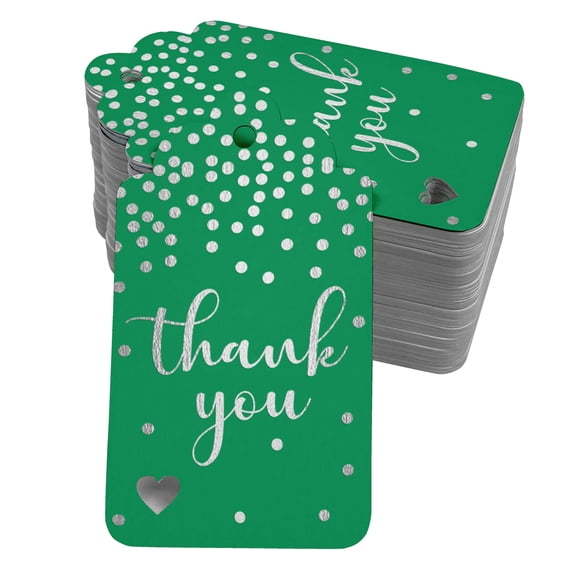Inkdotpot Silver Foil Paper Hang Tags ThankYou Bridal Shower-Baby Shower-Retirement-Wedding-Birthday Favor Tags 50 Pack