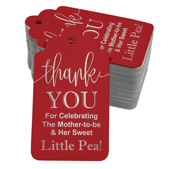 Inkdotpot Silver Foil Paper Hang Tags ThankYou For Celebrating The Mother To Be Baby Shower Favor Tags 100 Pack