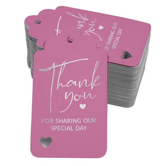 Inkdotpot Silver Foil Paper Hang Tags ThankYou For Sharing Our Special Day Bridal Shower-Baby Shower-Retirement-Wedding-Birthday Favor Tags 100 Pack