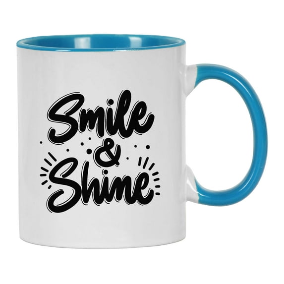 Inkdotpot Smile & Shine 11 Oz Ceramic Coffee Mug Inspirational Quotes Tea Mug Employee Boss Coworkers-Blue