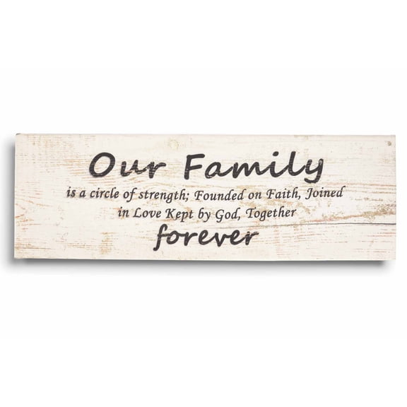 Inkdotpot Stretched Canvas Quotes Wall Art Decor, Our Family Is A Circle Of Strength; Founded On Faith, Joined In Love Kept By God, Together Forever Wall Decor- 8 x 24 Rustic Wall Art Sign