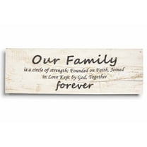 Inkdotpot Stretched Canvas Quotes Wall Art Decor, Our Family Is A Circle Of Strength; Founded On Faith, Joined In Love Kept By God, Together Forever Wall Decor- 6 x 17 Rustic Wall Art Sign