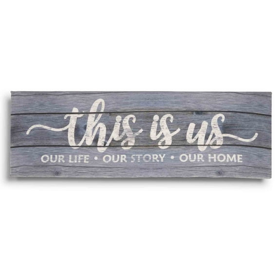Inkdotpot Stretched Canvas Quotes Wall Art Decor, This Is Us Our Life .Our Story.Our Home Wall Decor- 6 x 17 Rustic Wall Art Sign- Farmhouse Decor Faux Plaque Sign