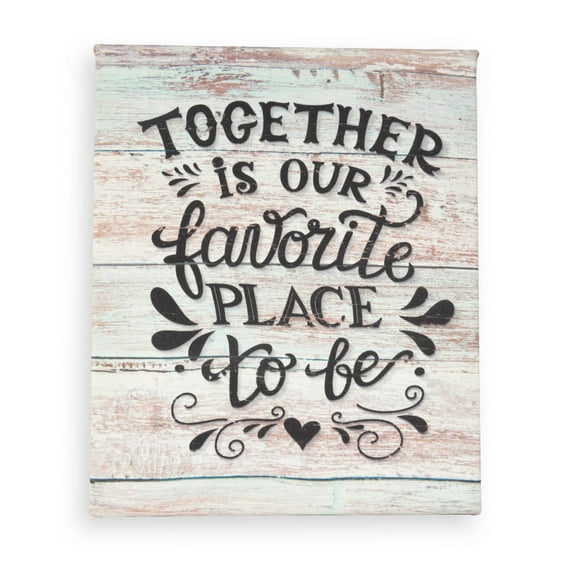 Inkdotpot Stretched Canvas Quotes Wall Art Decor, Together Is Our Favorite Place To Be Wall Decor- 12x15 Rustic Wall Art Sign- Farmhouse Decor Faux Plaque Sign