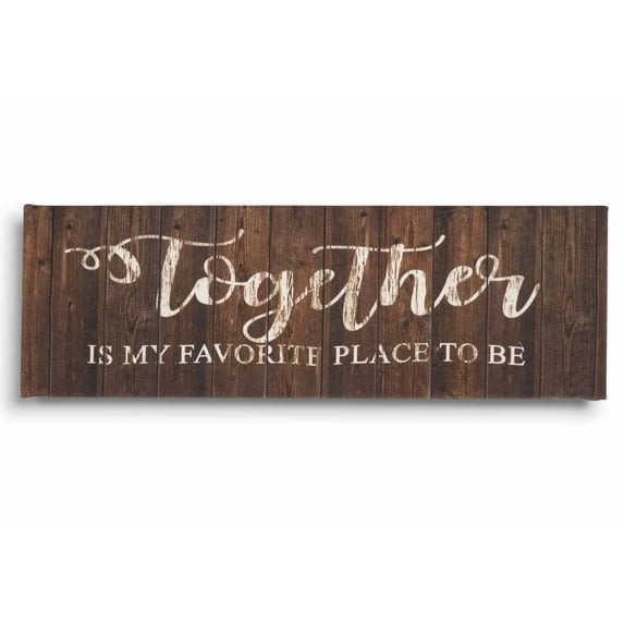 Inkdotpot Stretched Canvas Quotes Wall Art Decor, Together Is My Favorite Place To Be Wall Decor- 6 x 17 Rustic Wall Art Sign- Farmhouse Decor Faux Plaque Sign