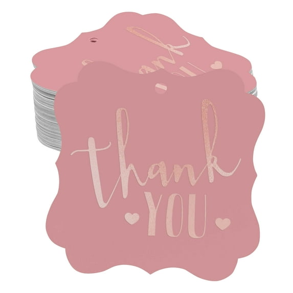 Inkdotpot Thank You Bridal Shower-Baby Shower-Retirement-Wedding-Birthday Bottle Tag Real Rose Gold Foil Favor Bracket Shape Hang Tags Pack Of 100